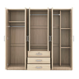 Wooden Wardrobe Closet Organizer with Big Drawers, Hanging Rail