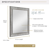 22x28 Inch Slope Mirror, 27.5x33.5 Inch Overall Size, Silver (20564)