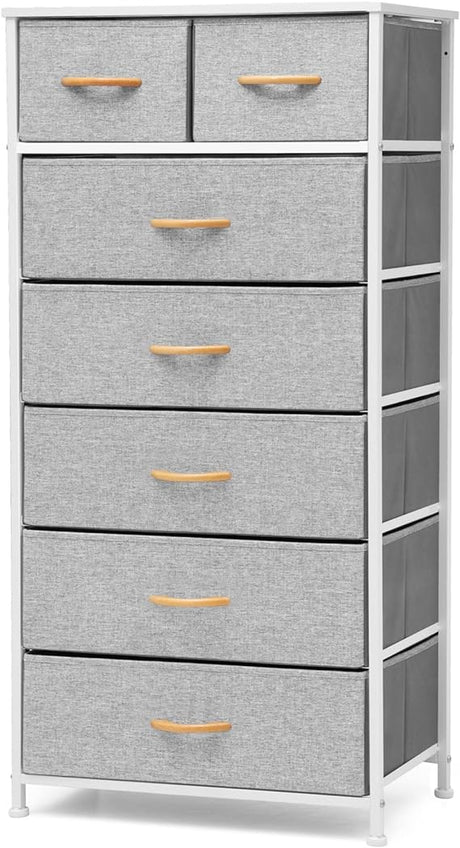 Dresser for Bedroom with 7 Drawers, Tall Dresser Vertical Storage Tower