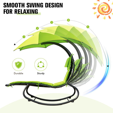 Hammock Chair Swing Lounger, Outdoor Hanging Chair with Shade Canopy,