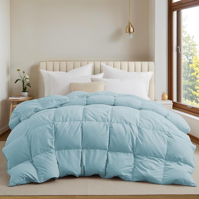 Goose Feather Down Comforter - Lightweight Goose Down Fiber Duvet Insert, Cloud-Like