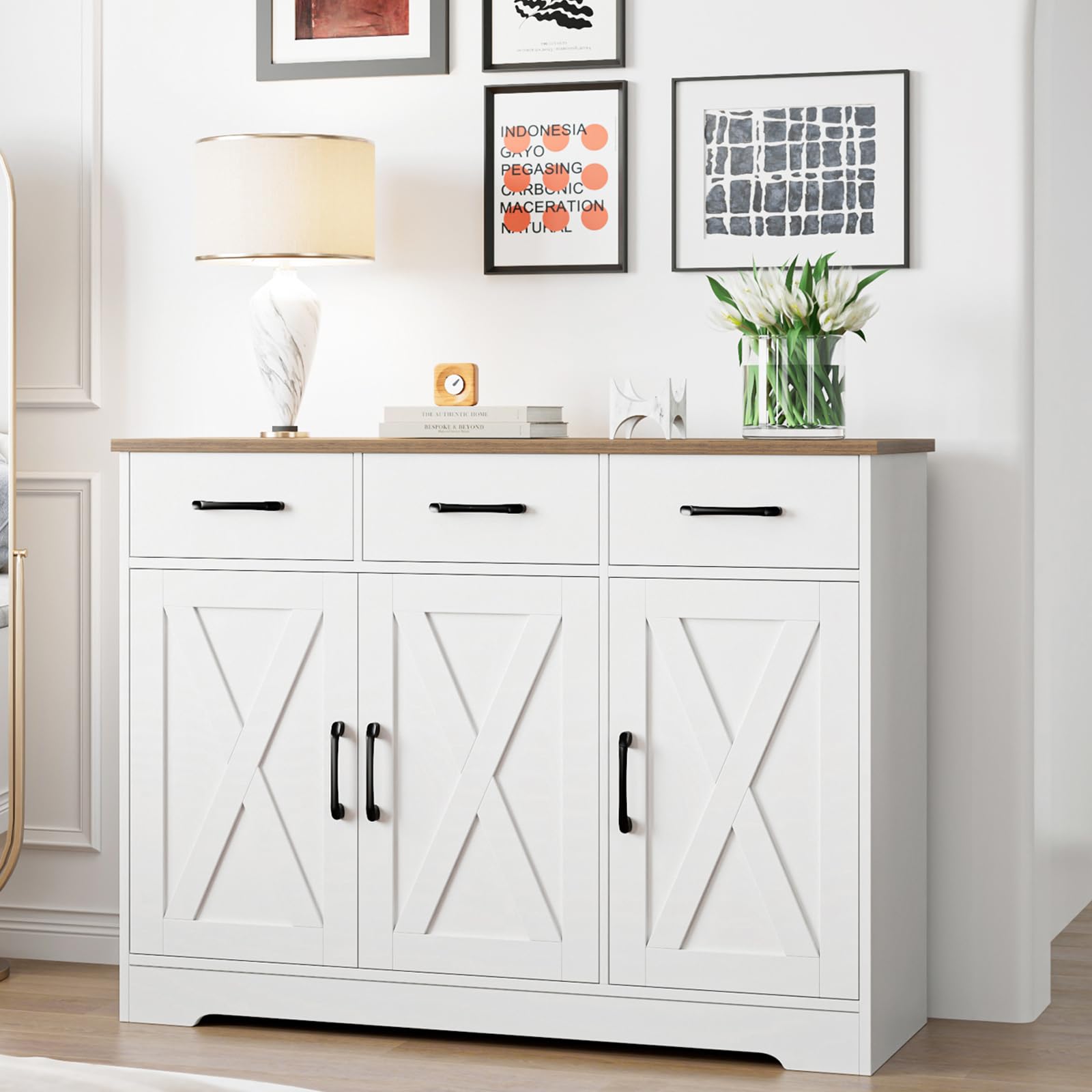 Modern Farmhouse Sideboard Buffet Cabinet