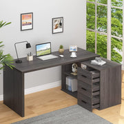 L Shaped Computer Desk with Drawers, 360 Rotating L Shape Desk with Storage Cabinet