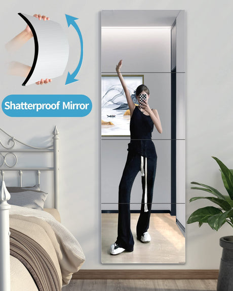 Shatterproof Wall Mirror Full Length,Mirror for Bedroom,Plexiglass Gym Mirrors For Home Gym,Thick: 1/8",14" x 14" x 4 Pcs,Workout Mirrors Safe for Kids,Over The Door Mirror Long Wall Mounted