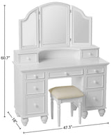 Furniture of America Athy White Vanity with Stool