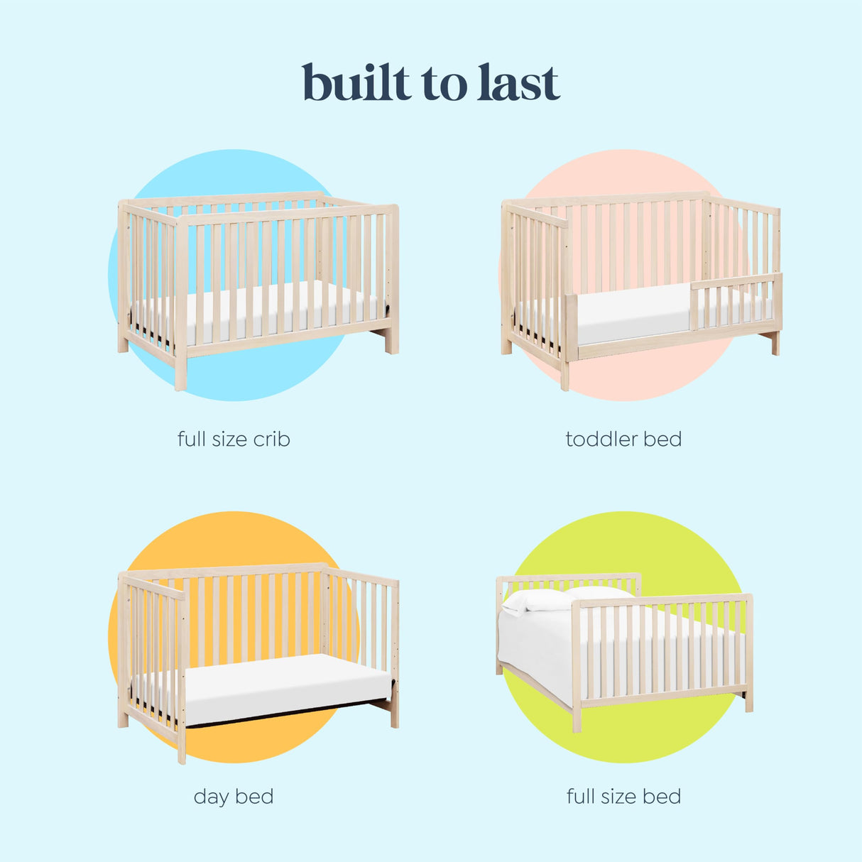 4-in-1 Low-Profile Convertible Crib in Washed Natural, Greenguard Gold