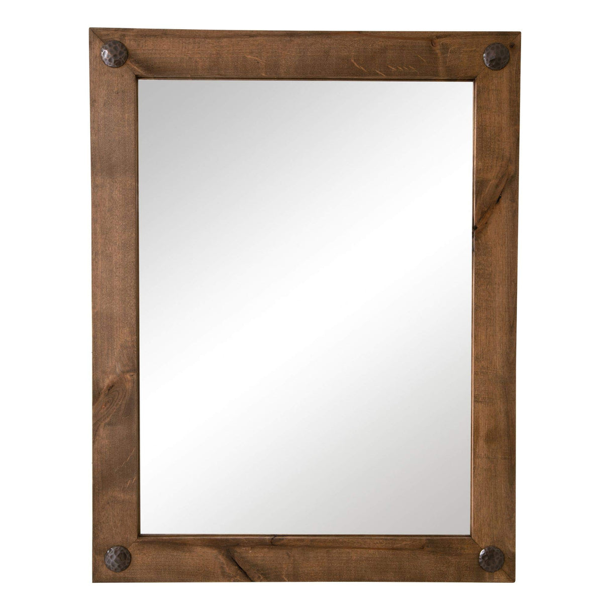 Farmhouse Bathroom Vanity Mirror with Clavos, Walnut Finish, 24" x 31"