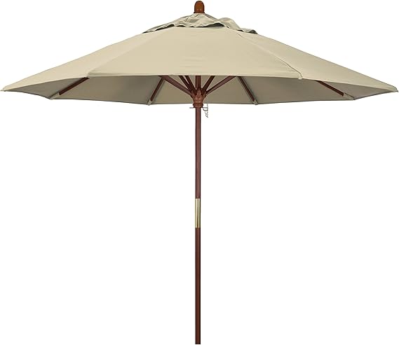 9' Rd. Wooden Market Umbrella, Push Open Pin Stop ,