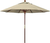 9' Rd. Wooden Market Umbrella, Push Open Pin Stop ,