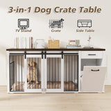 71" Double Dog Crate with Storage - Furniture Style Wooden Kennel