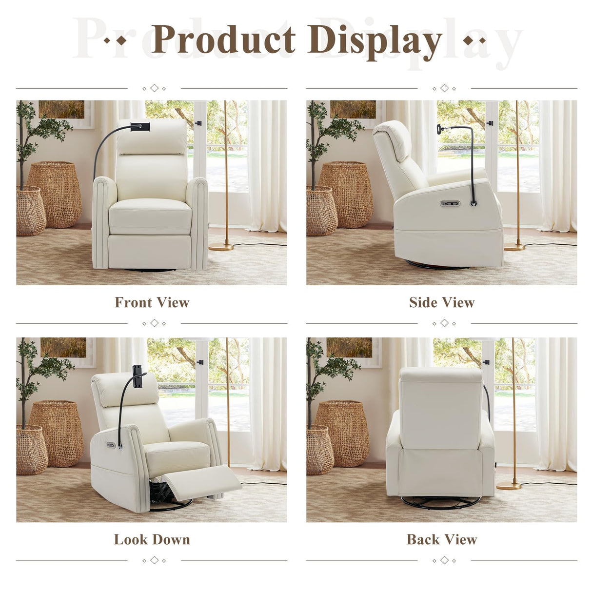 270° Power Swivel Glider Recliner Chair with Removable Mobile