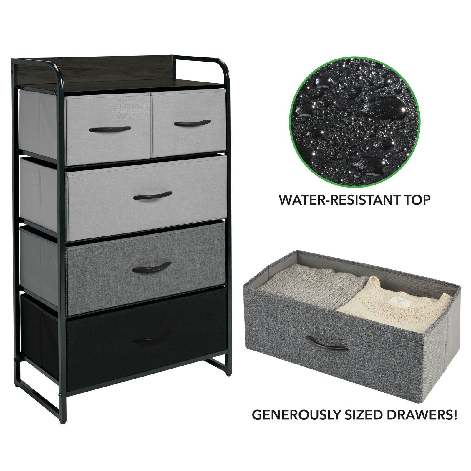 Tall Dresser Storage Chest - Vanity Furniture Cabinet Tower Unit for Bedroom, Office,