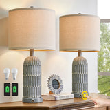 22.5” 3-Way Dimmable Touch Control Table Lamp Set of 2 with Dual USB Charging Ports