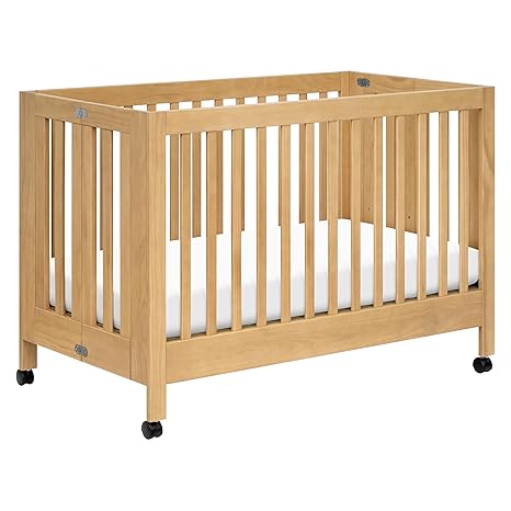 Maki Full-Size 2-in-1 Portable Folding Crib with Toddler Bed Conversion Kit in White