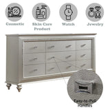Acme Kaitlyn Rectangular Wood 9-Drawer Dresser with in Champagne White