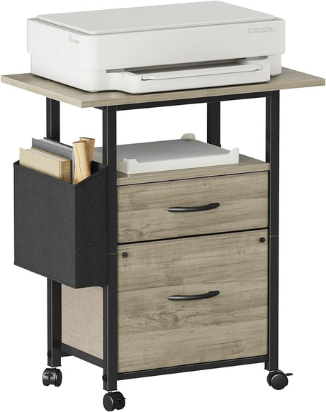 2 Drawer File Cabinet with 24'' Extended Tabletop, Mobile Filing Cabinet