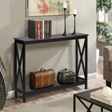 Console Table with Storage Shelf, Narrow Accent Table X Form Frame, 2-Tier Sofa Side Table