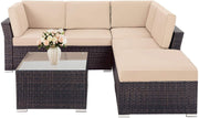 4-Piece Patio Wicker Furniture Set Outdoor Rattan Sectional Sofa