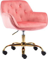 Comfy Home Office Task Chair with Wheels, Cute Modern Upholstered Velvet Back