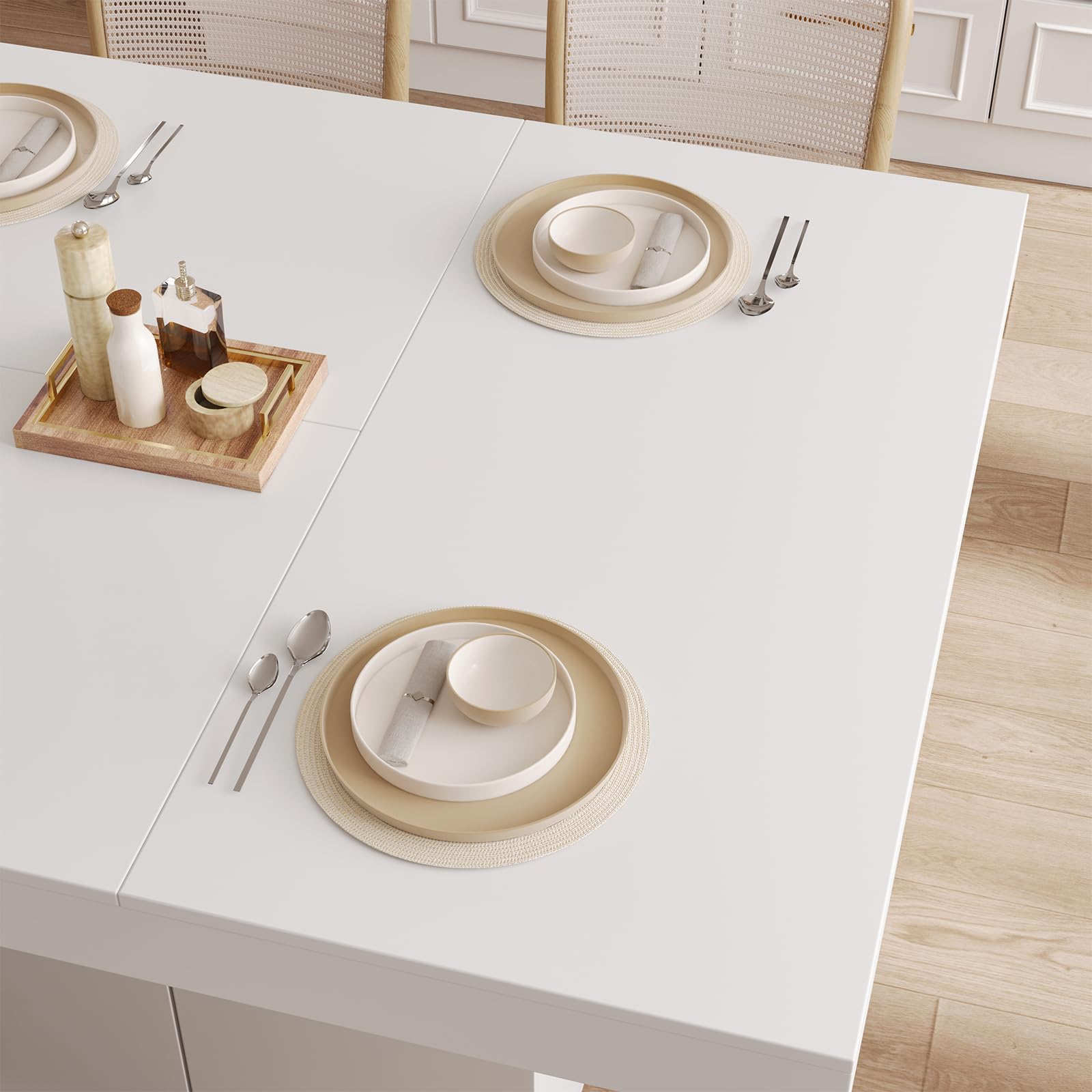 78" Counter Height Dining Table for 6-8 People with Storage Cabinet