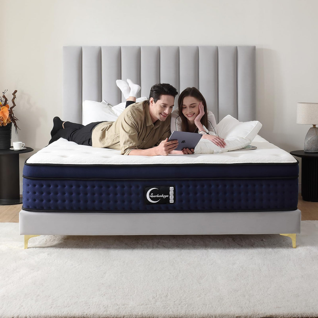 14 Inch King Mattress - Euro Top Memory Foam Hybrid Mattress with Pocket Spring for Motion Isolating