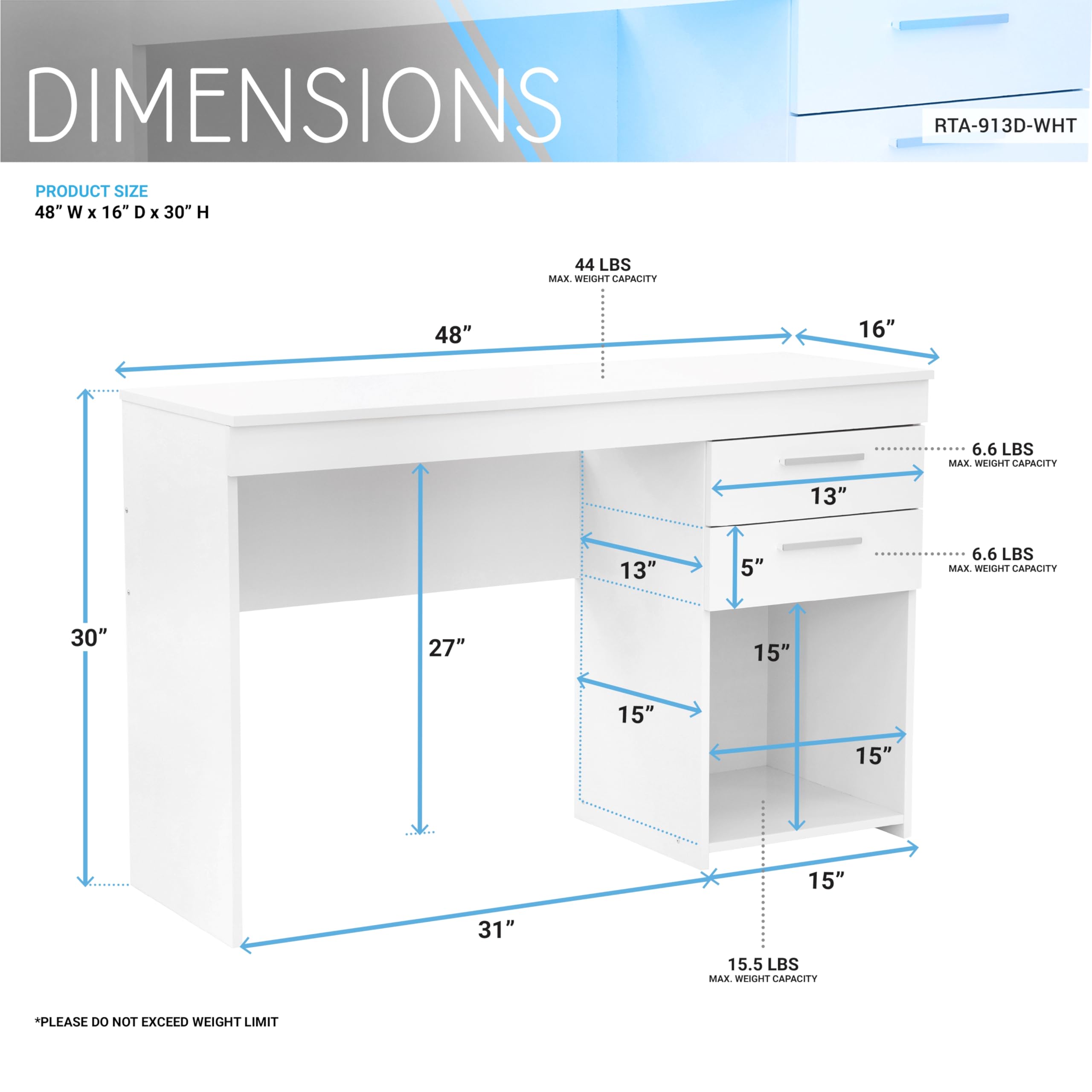 Computer Home Office or Bedroom Storage & Drawers Ideal for Small Spaces Writing Desk