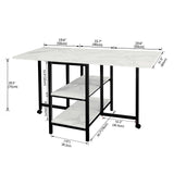 Folding Dining Table with 2 Storage Open Shelf,Drop Leaf Extension Dining Table,