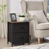 Nightstand with 2 Drawers, Bedside Table Small Dresser with Removable Fabric Bins for