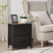 Nightstand with 2 Drawers, Bedside Table Small Dresser with Removable Fabric Bins for