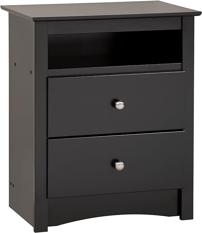 Sonoma Traditional Tall Nightstand Side Table with 2 Drawers and Open Shelf,