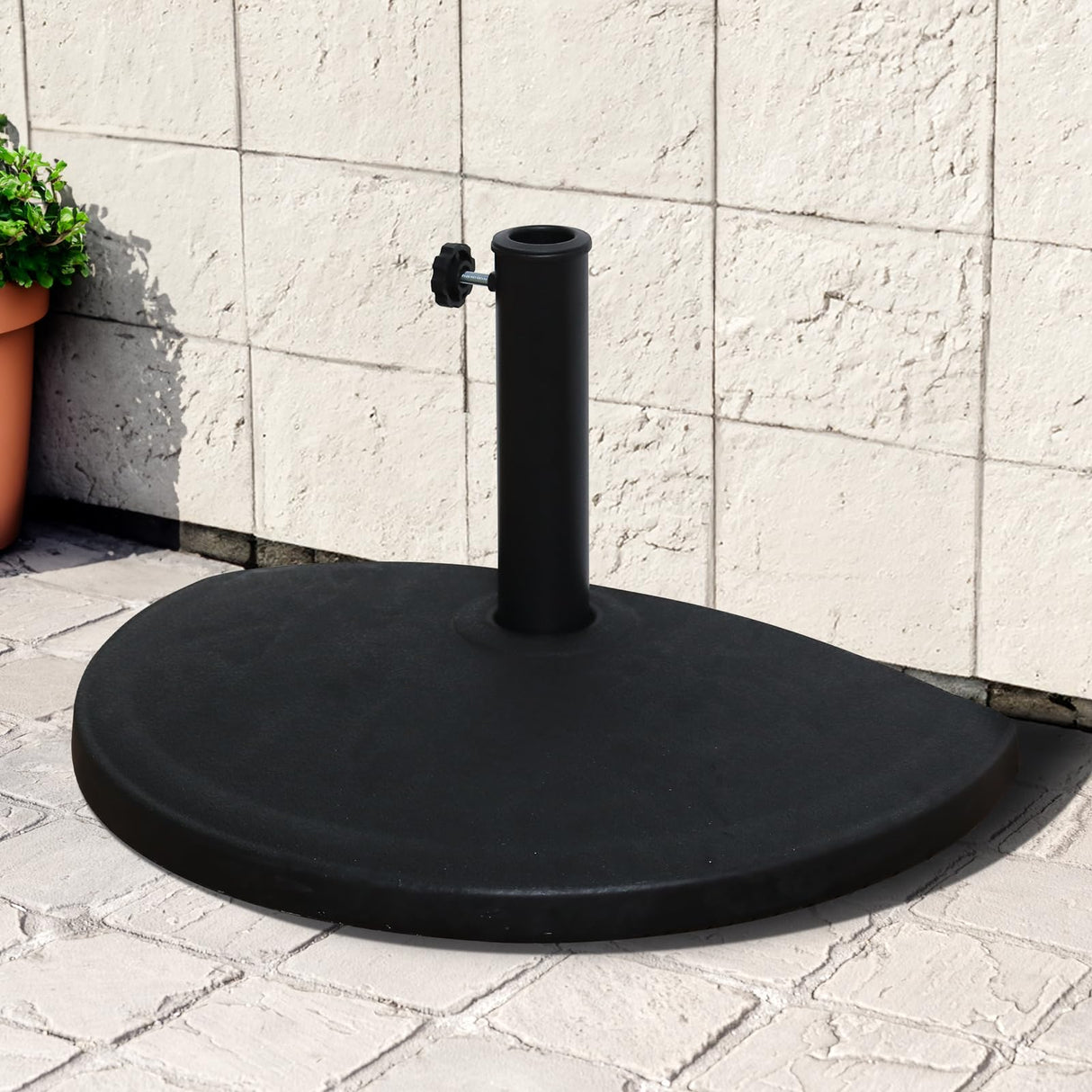 Half Round Patio Umbrella Base, Heavy-Duty Free Standing Resin Umbrella Stand