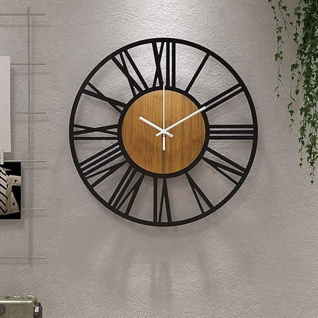 Small Wall Clock for Living Room Decor,Vintage Modern Round Silent Non Ticking