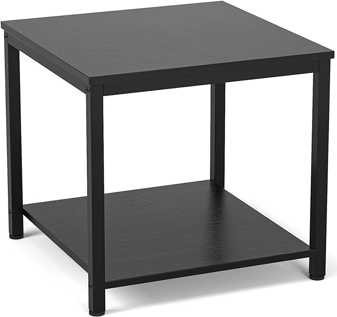 Side Table 20 Inch Square, 2-Tier Coffee Tea End Table Nightstands