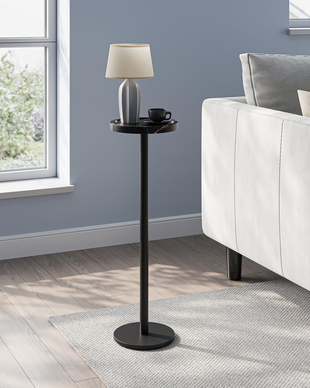 Drink Table, Small Pedestal Side Table, Round Cocktail Table, Circle End Table