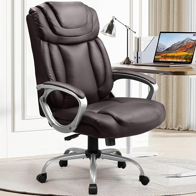 Executive Office Chair, Comfy Desk Chair with Back Support Bonded Leather Computer