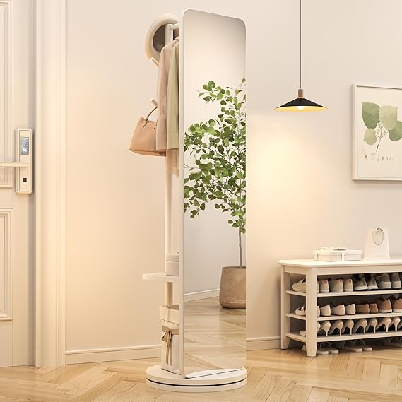 70x19 Full Length Floor Mirror with Stand - Solid Wood Swivel Mirror