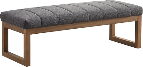 52.7" Bedroom Bench for End of Bed, Modern Upholstered Teddy Fabric Entryway Bench & Dining Bench