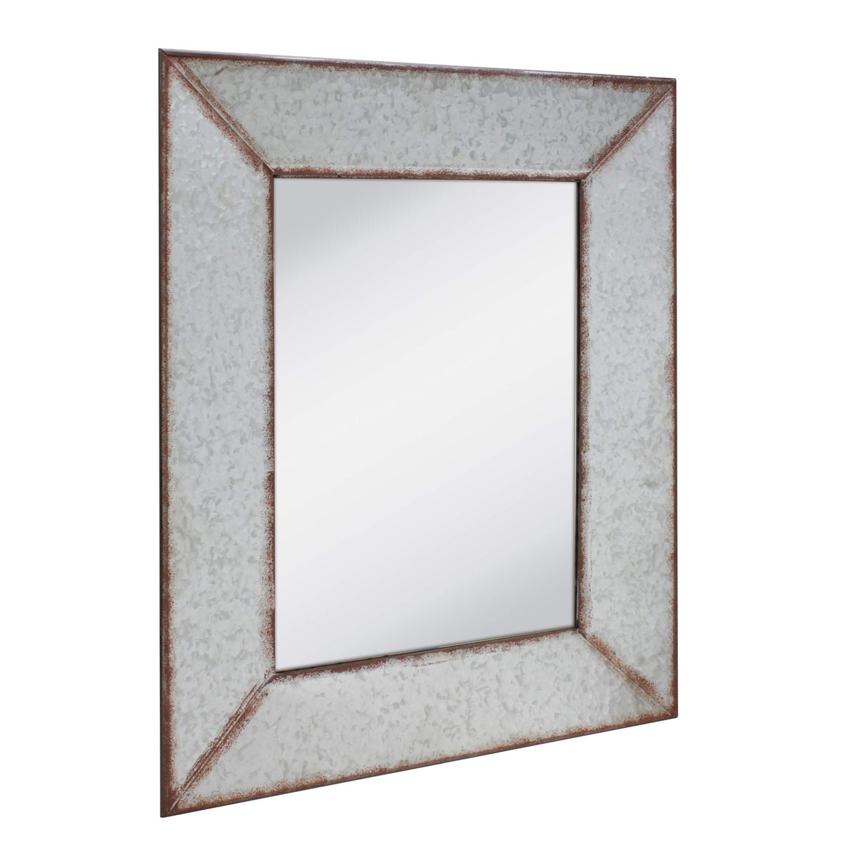 Rustic 28" x 22" Rectangle Galvanized Metal Frame Wall Mirror with Attached Hangers