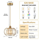 Gold Pendant Light Fixture, Modern Crystal Pendant Lights Kitchen Island, 1-Light