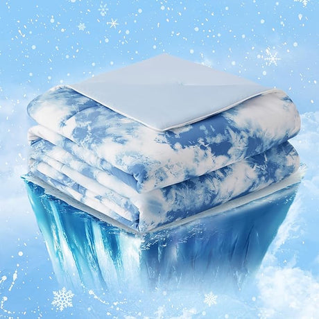 Cooling Comforter King Size, Cooling Blankets for Hot Sleepers and Night Sweats, Blue