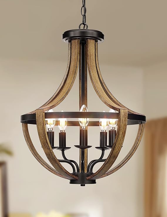 17.7" Modern Farmhouse Geometric Chandelier Light Fixture