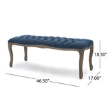 Christopher Knight Home Tassia Tufted Fabric Bench, Dark Blue