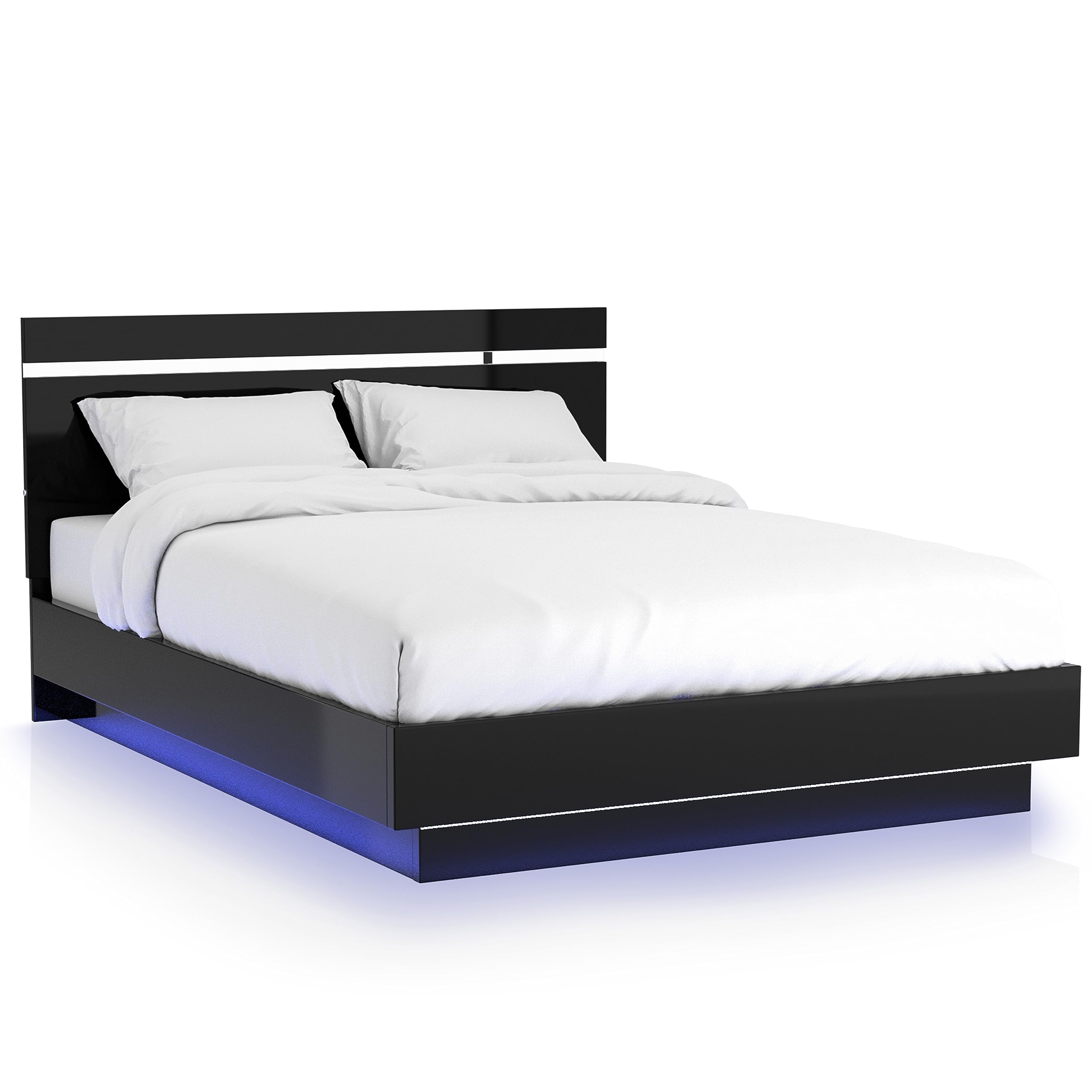 Alexandria Glam Wood 5-Piece Bedroom Set with Embedded LED Light, USB Charger