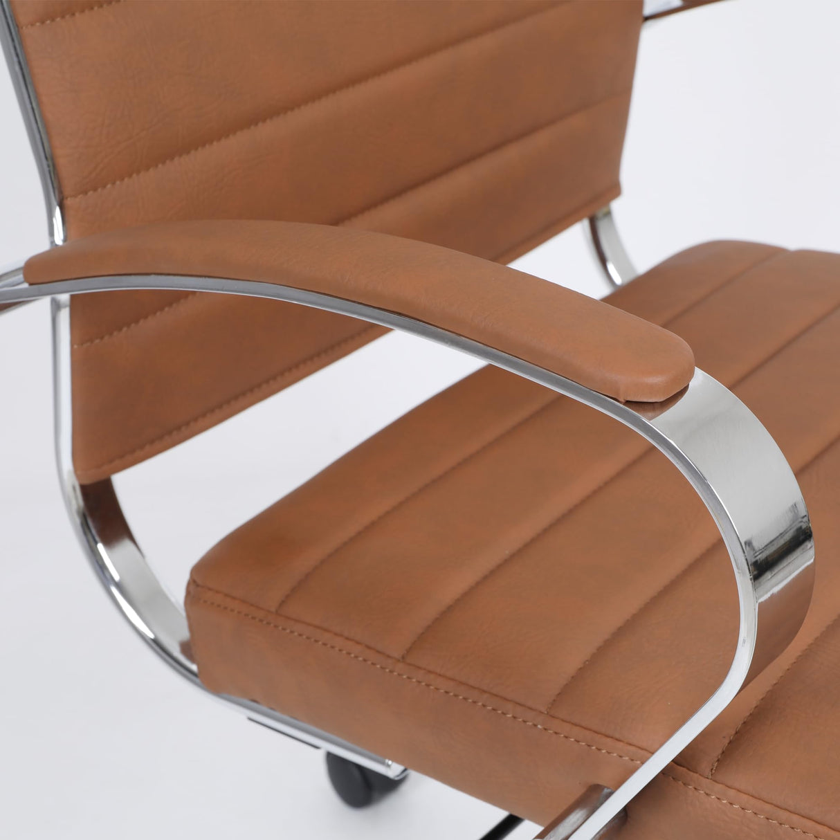 Mid Back Office Chair - PU Leather Executive Desk Chair with Wheels