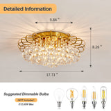 4-Lights Crystal Chandelier Modern Semi Flush Mount Ceiling Light Fixture Ceiling