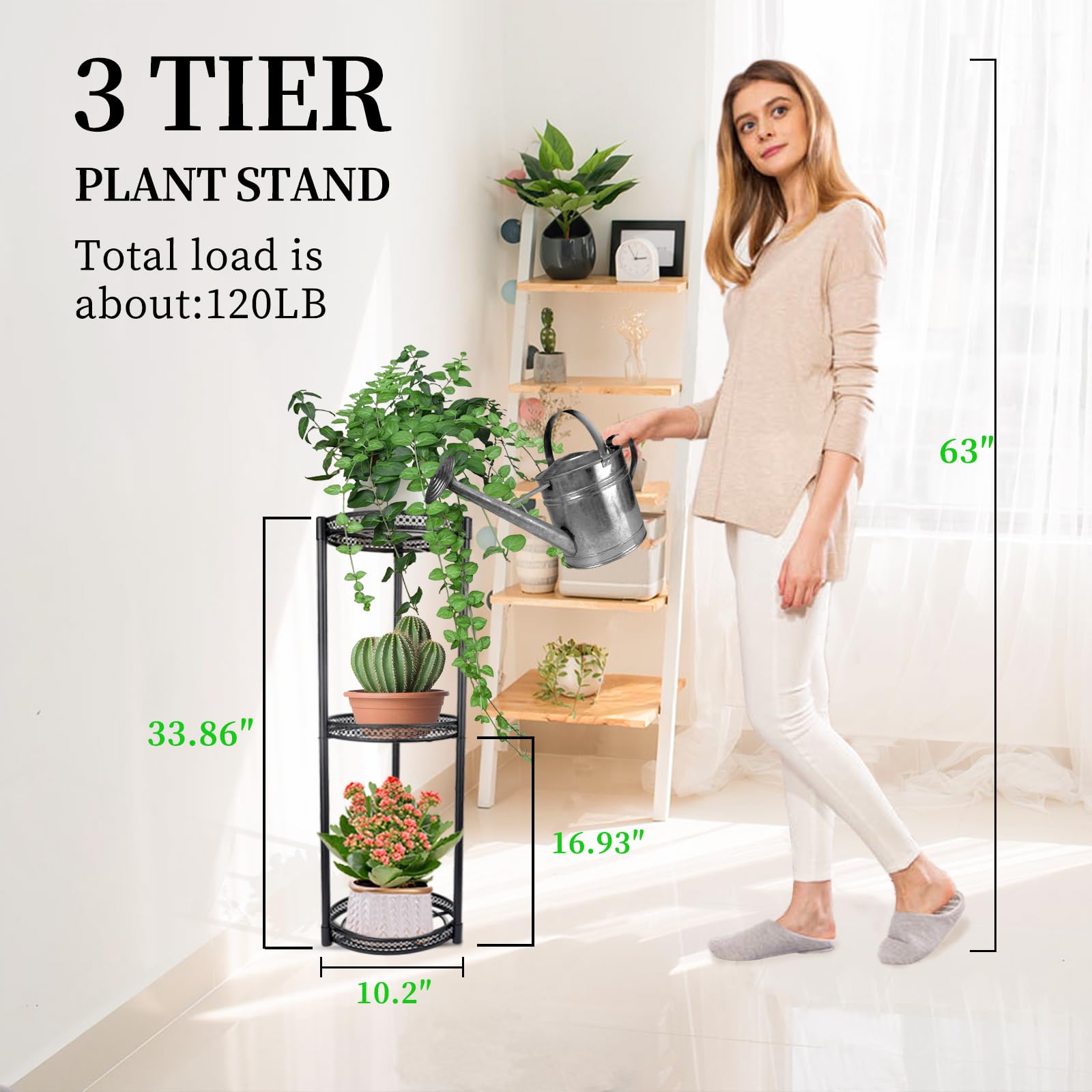 Verona 3-Tier Corner Metal Plant Shelf
