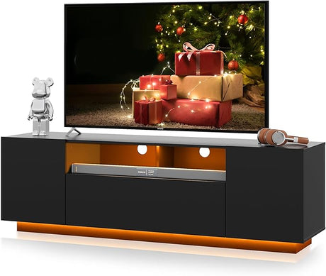 TV Stand for 65 Inch TV, Modern Entertainment Center with LED, 58" TV Console