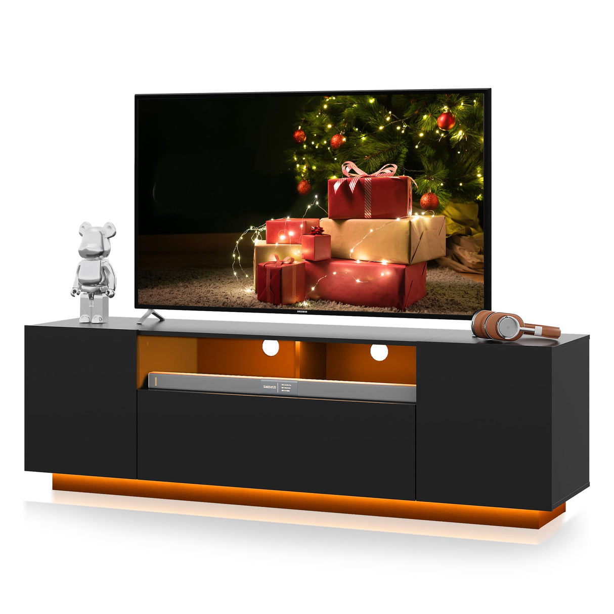 TV Stand for 65 Inch TV, Modern Entertainment Center with LED, 58" TV Console