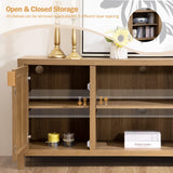 TV Stand for Living Room : Rattan TV Console Cabinet with Storage and Shelfk