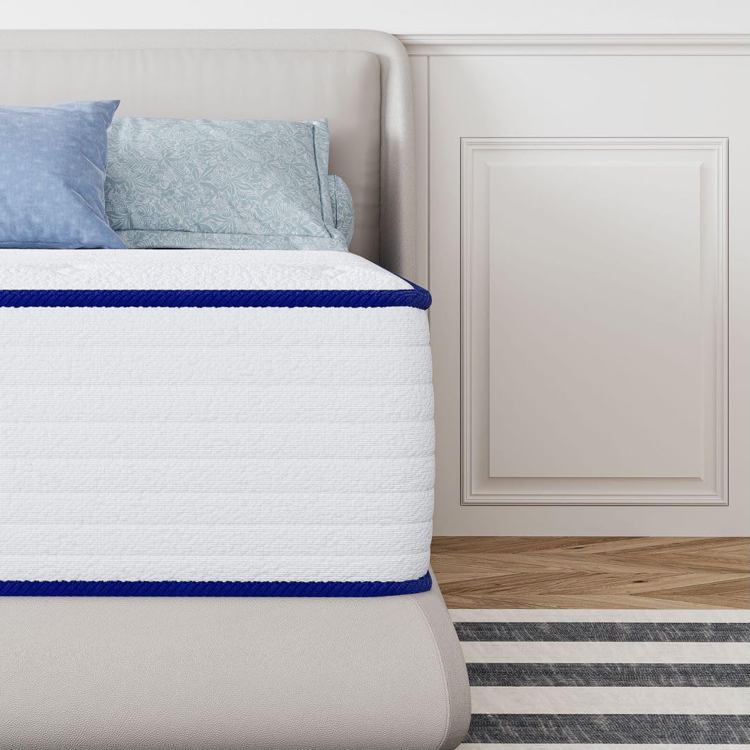 Queen Mattress, 12 Inch Medium Firm Hybrid Queen Mattress with Individual Pocketed Springs& Cool Gel Memory Foam,